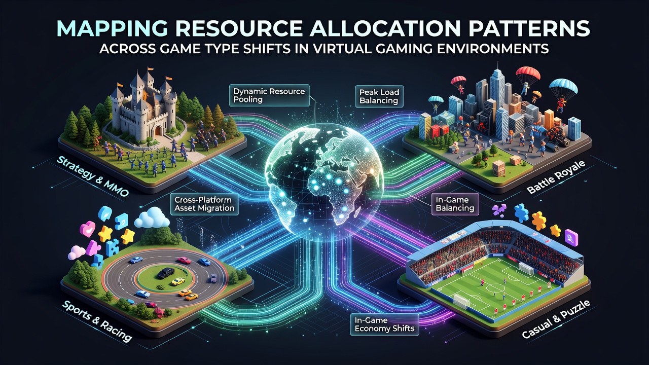 Visualization of resource allocation patterns shifting across virtual game types in digital environments