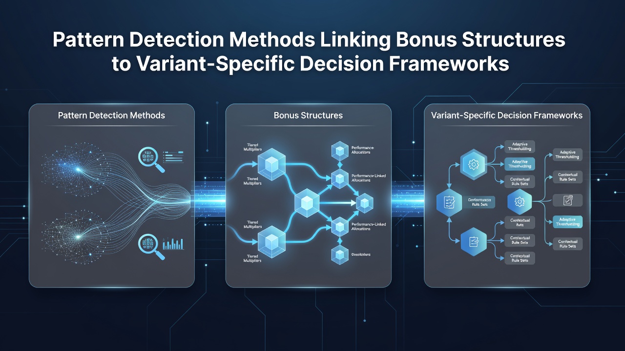Visualization of pattern detection algorithms mapping bonus structures to poker variant decision trees