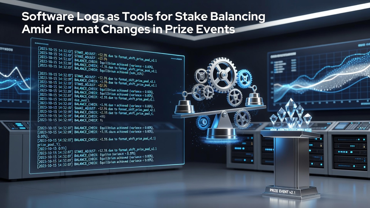 Software interface displaying real-time log analytics for stake adjustments in multi-format prize events