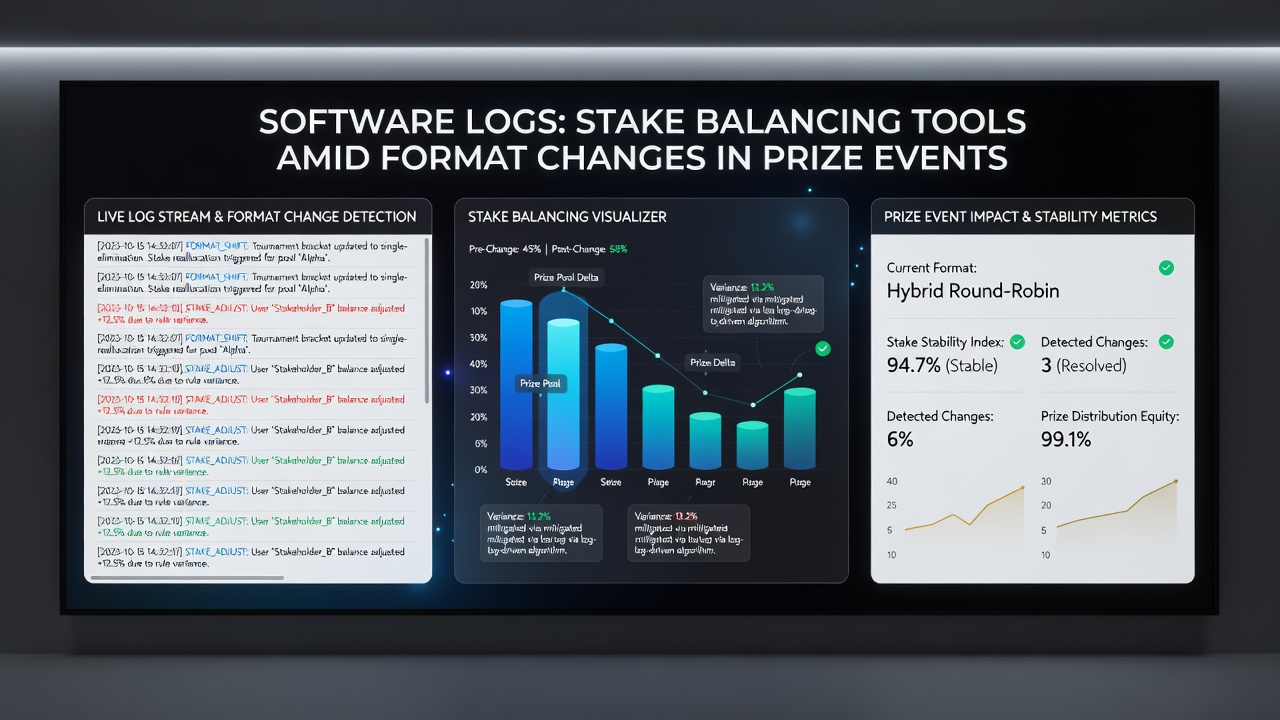 Dashboard view of synchronized log data across multiple tournament formats showing stake distribution metrics
