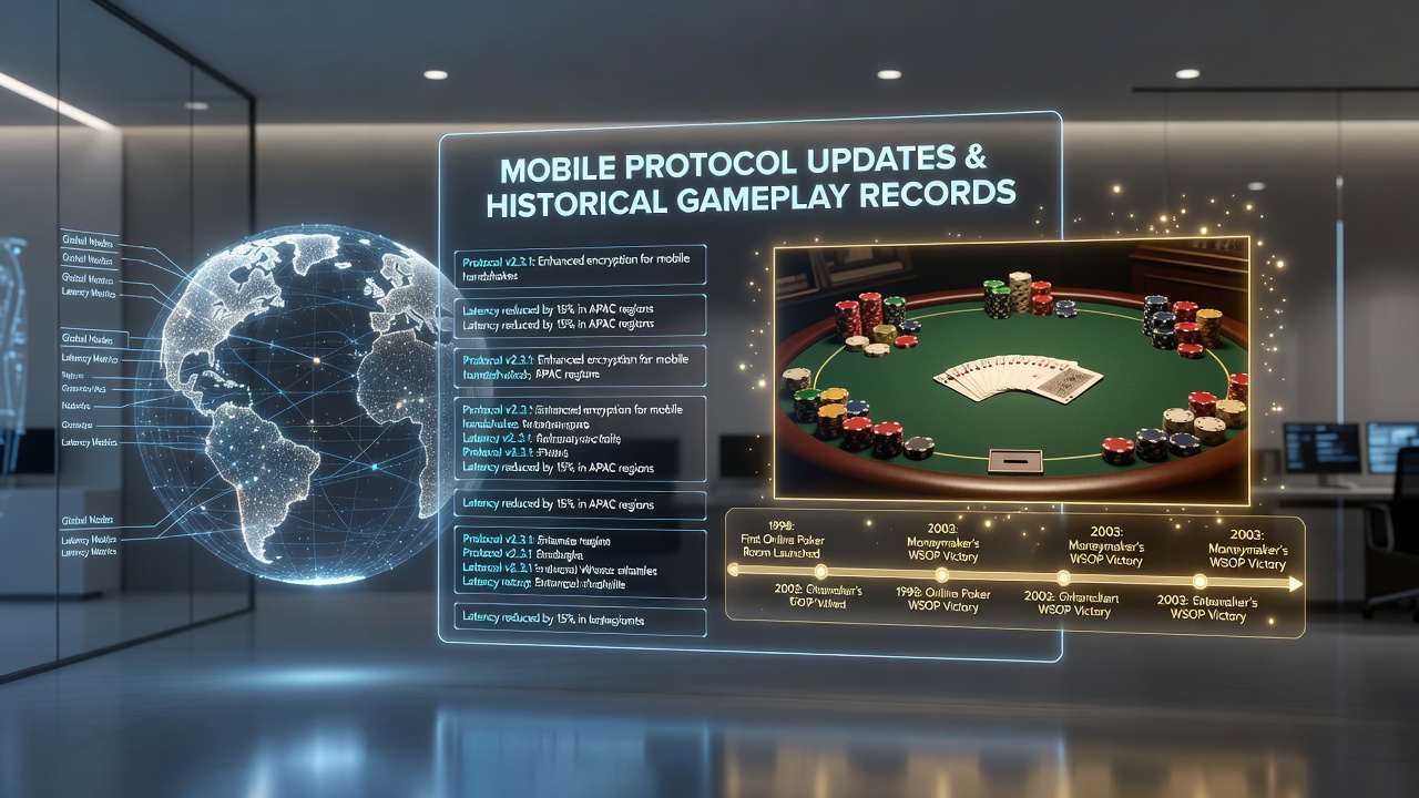 Mobile protocol updates syncing with poker gameplay databases on global networks